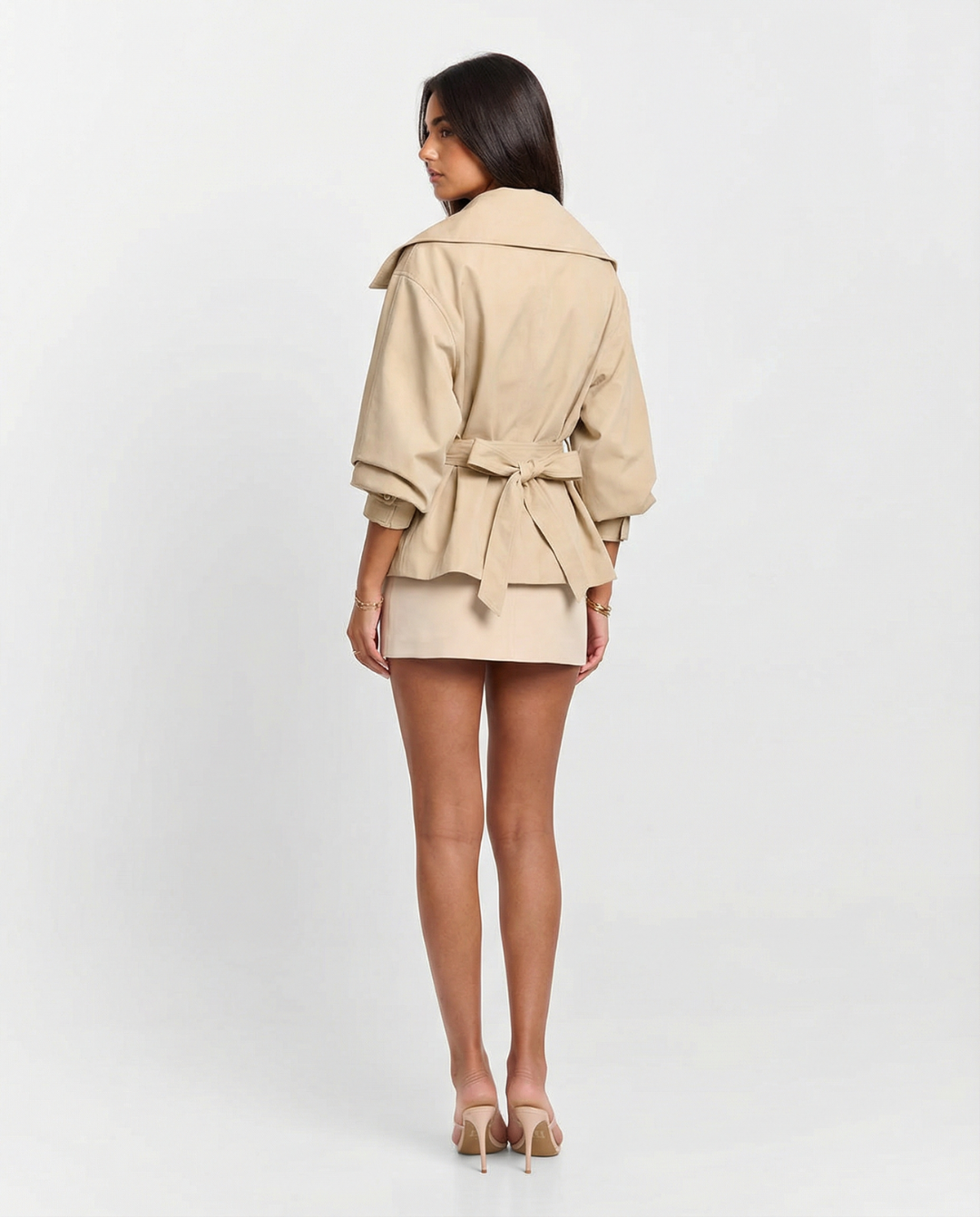 Margot | Belted Trench Coat Cream Long Sleeve