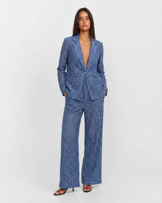 Mya | Blue Lace Suit Wide Leg