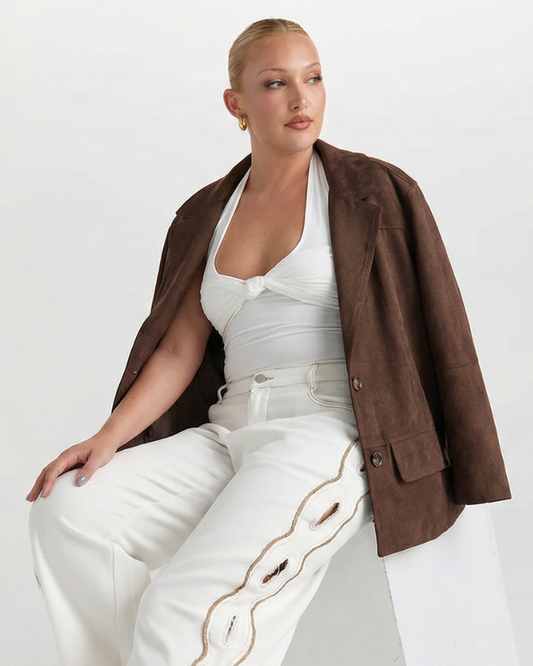 Etta | Casual Suede Jacket Dark Brown