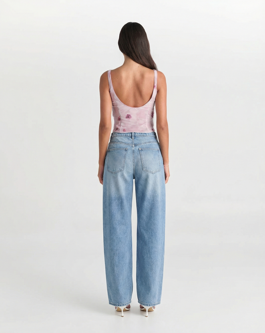 Neve | High Waisted Wide Leg Jeans Light Blue Vintage