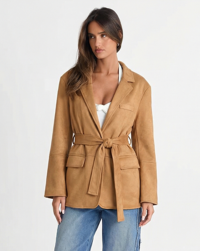 Ivy | Autumn Suede Belted Blazer Jacket