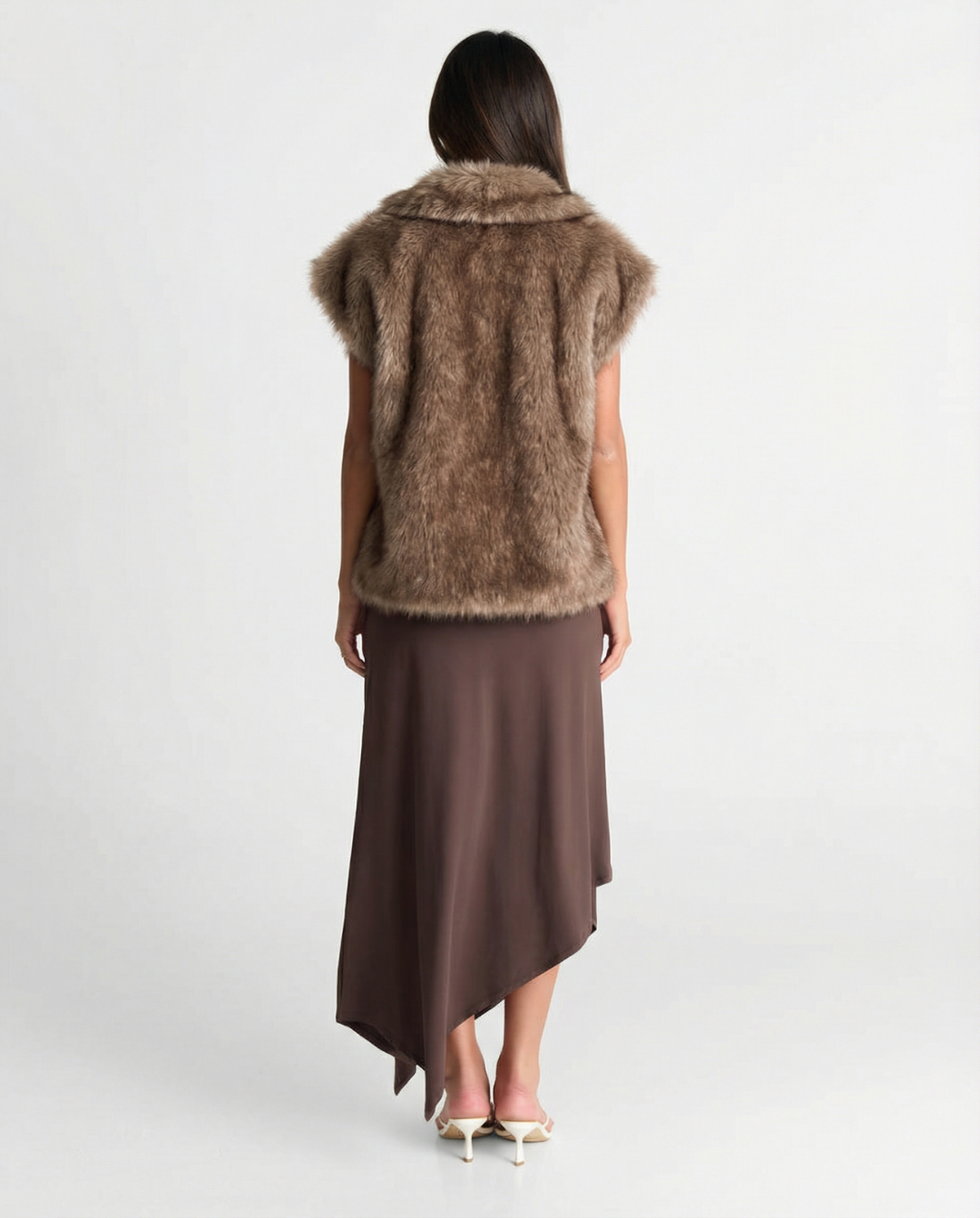 Margot | Faux Fur Vest Cream Sleeveless Oversized