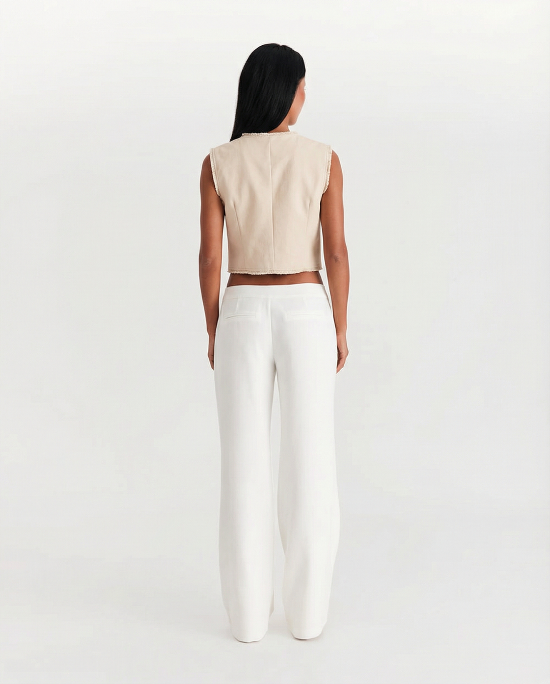 Margot | Cropped Sleeveless Cardigan Cream Button Front