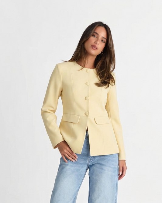Vera | Fitted Blazer Cream Long Sleeve Button Front