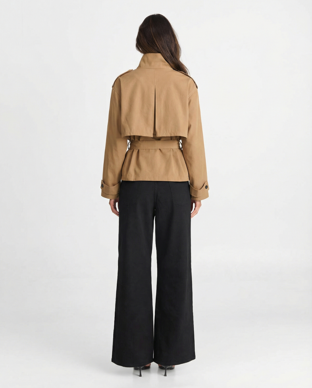 Margot | Belted Cropped Utility Jacket Camel High Neck