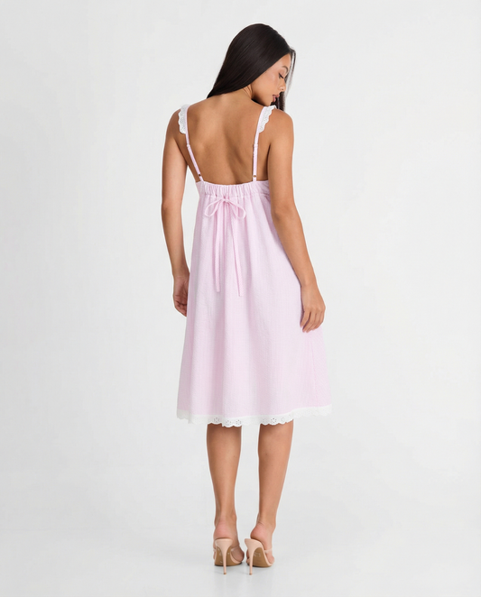 Jasmine | Summer Lace Slip Mini Dress Pink