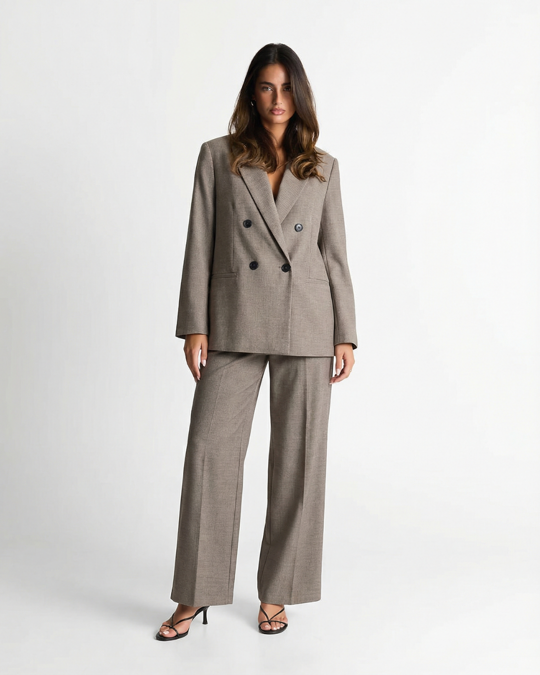 Stella | Smart Casual Double Breasted Blazer Pants Set Taupe