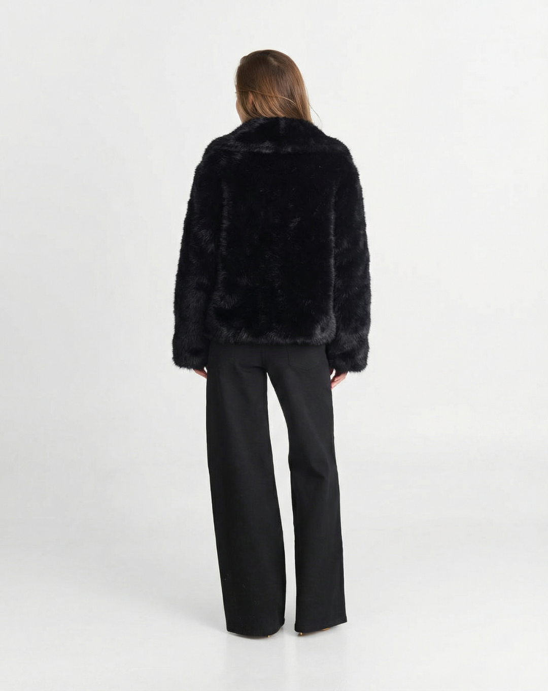 Liv | Faux Fur Coat Black Fluffy Oversized