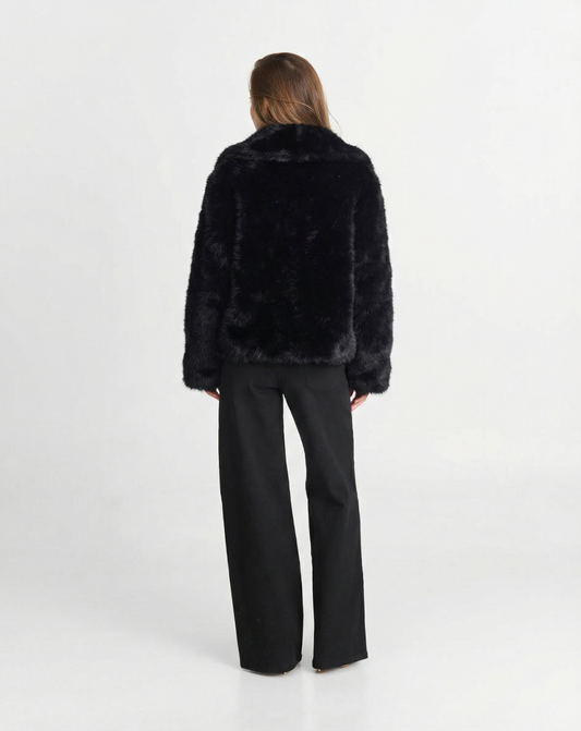 Liv | Faux Fur Coat Black Fluffy Oversized