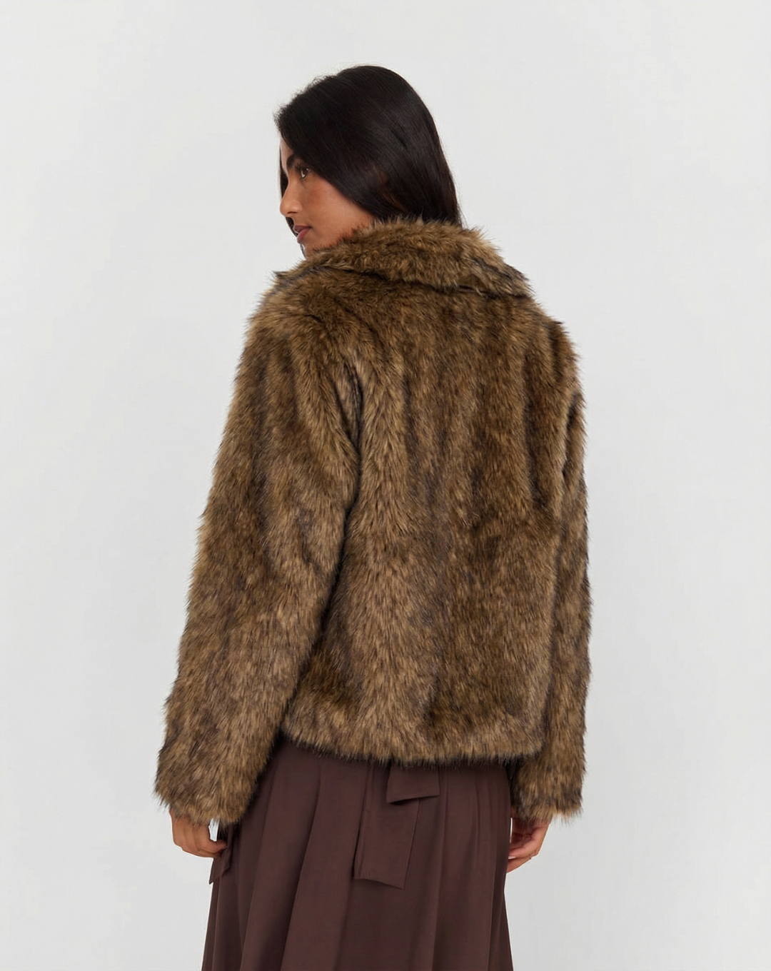 Greta | Winter Brown Faux Fur Coat