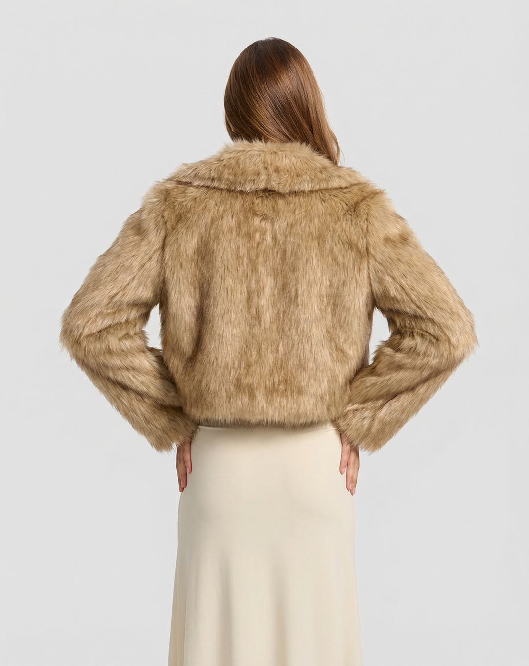 Kit | Autumn Cropped Faux Fur Jacket Beige