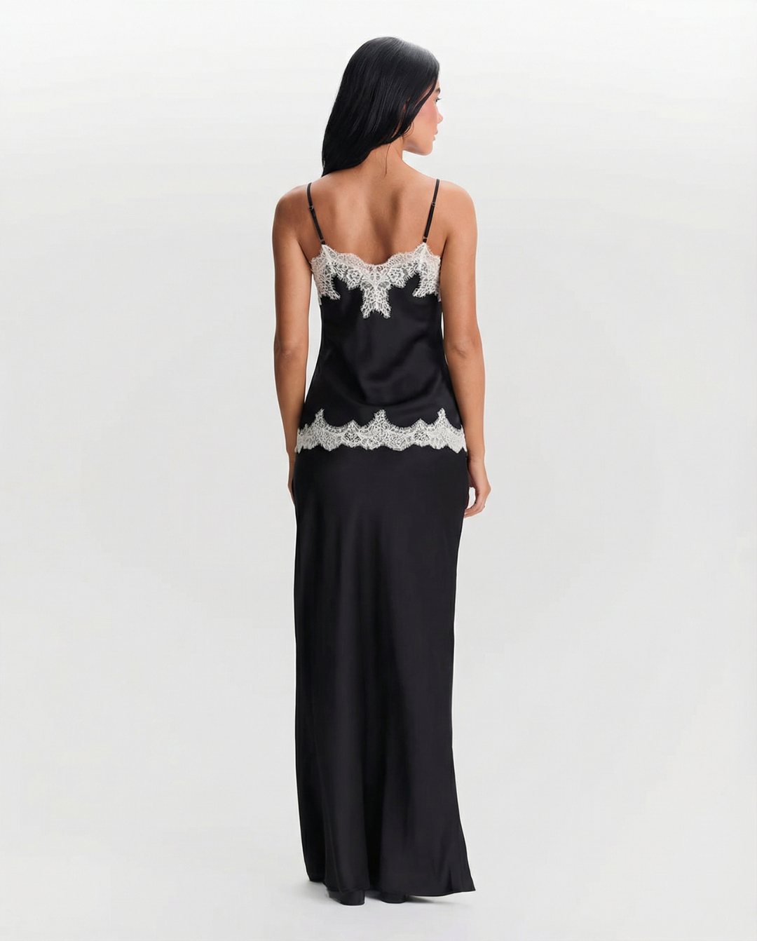 Oona | Elegant Lace Cami Top Satin Black Sleeveless