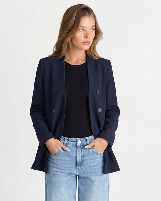 Margot | Double Breasted Blazer Navy Long Sleeve Tailored