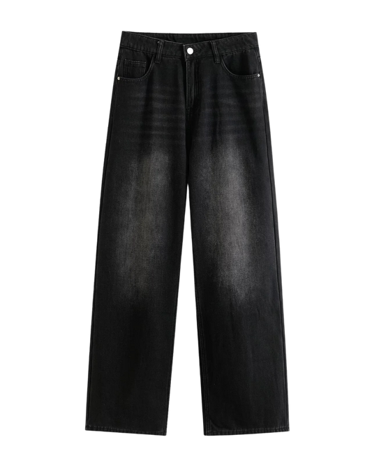 Nola | High Waisted Wide Leg Jeans Dark Blue Faded