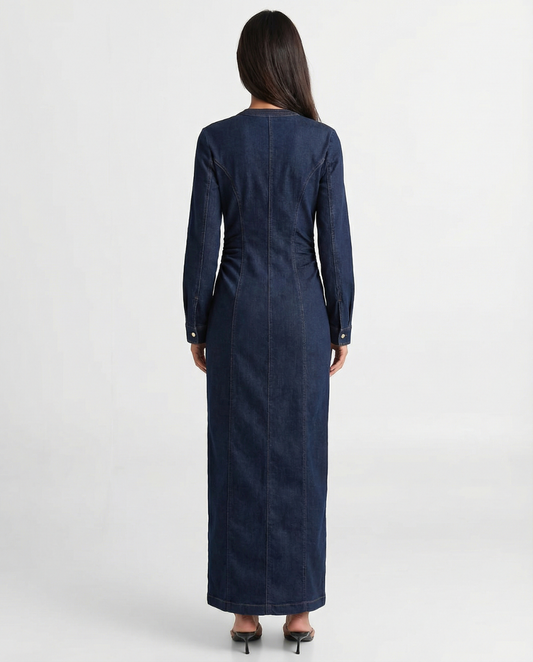 Maren | Casual Denim Maxi Dress Blue