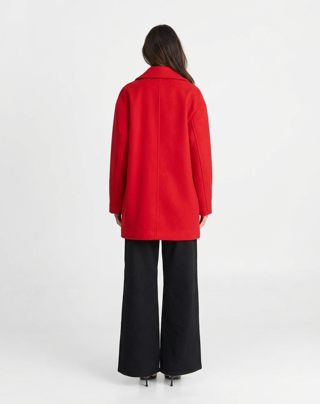 Lena | Double Breasted Coat Red Longline Oversized