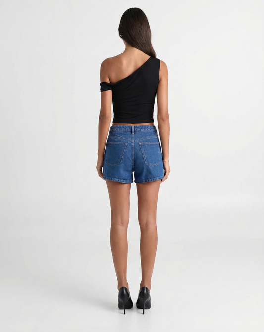 Vera | High Waisted Jean Shorts Blue Vintage Mom Fit