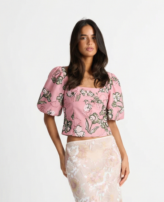Sienna | Spring Floral Corset Top Pink
