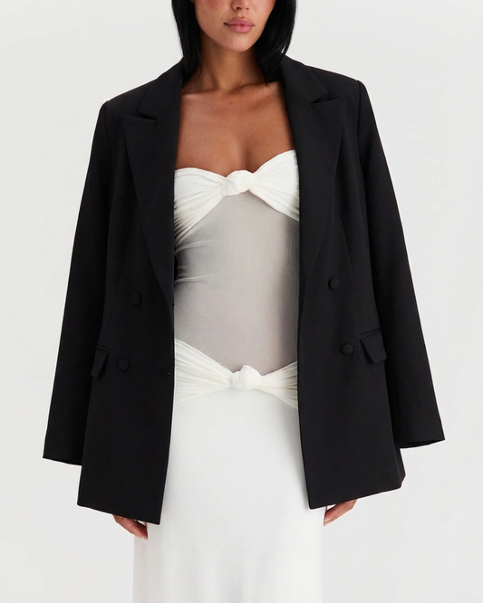 Vera | Oversized Black Blazer Double Breasted
