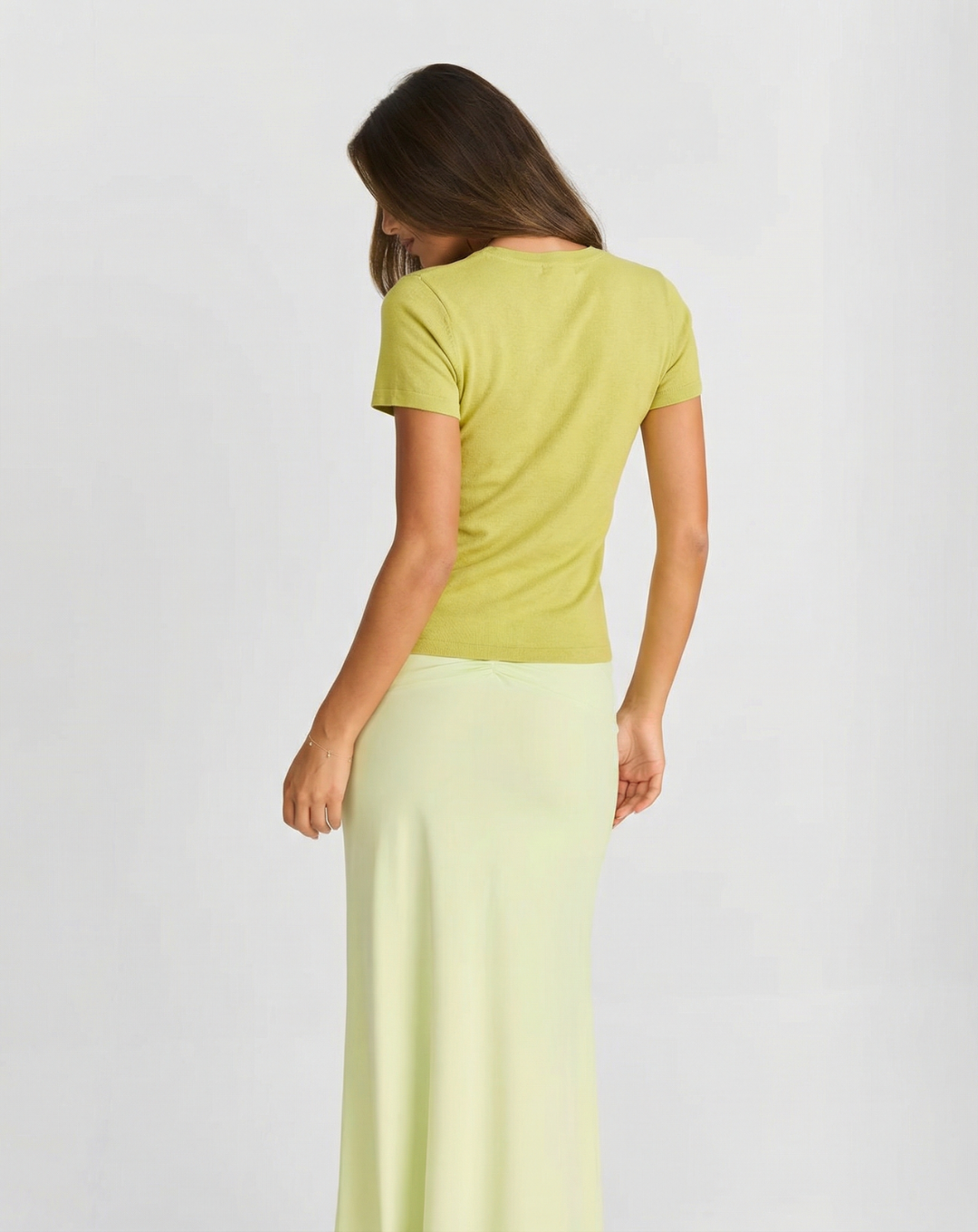 Lyra | Crew Neck Short Sleeve T Shirt Lime Green