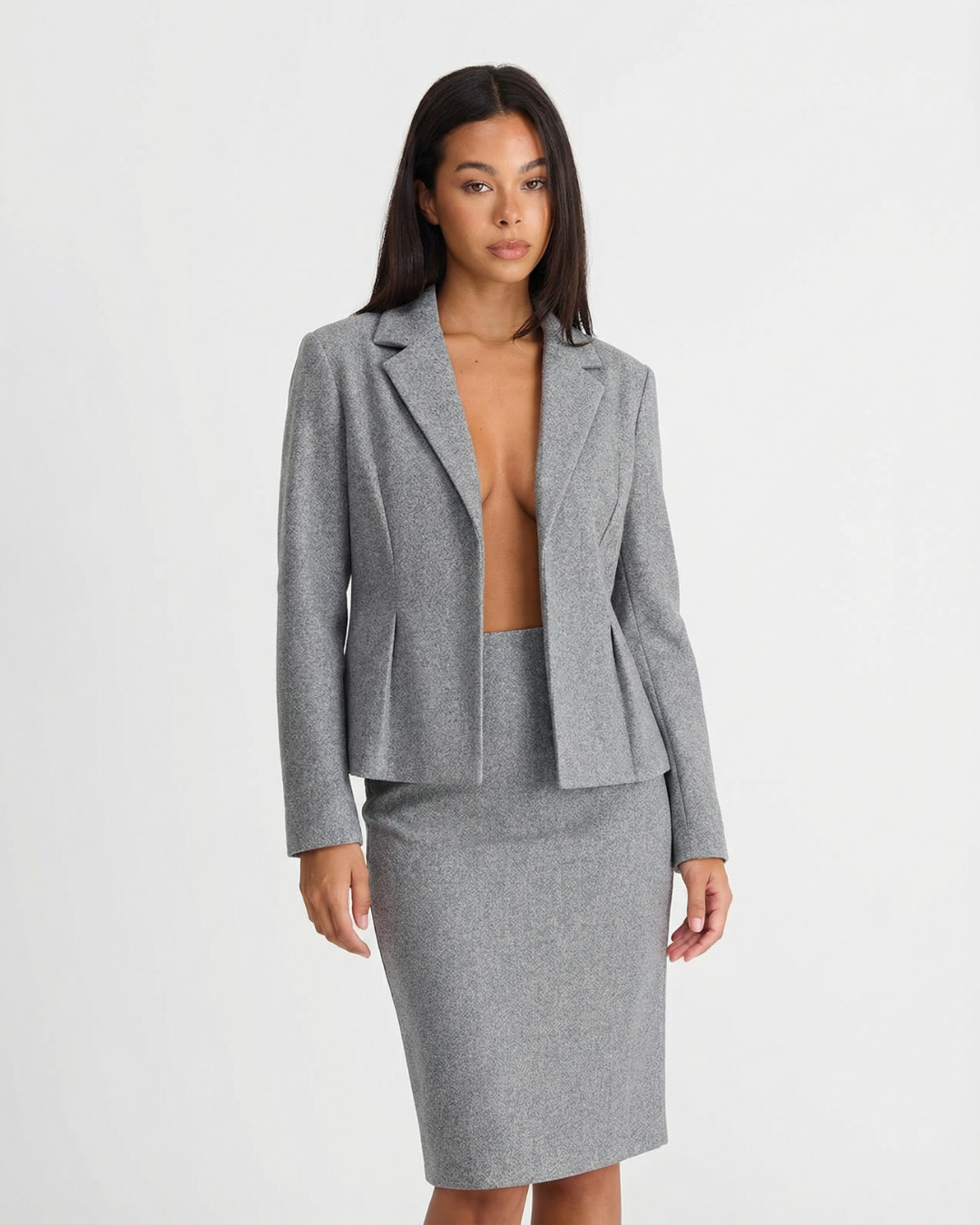 Eleanor | Grey Marl Tailored Skirt Suit