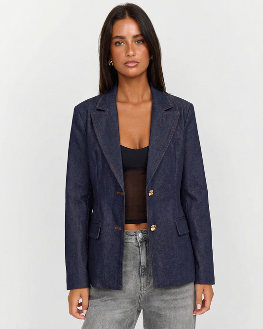 Dani | Casual Denim Blazer Dark Blue