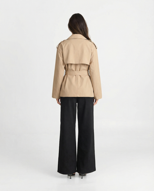 Rue | Smart Casual Belted Trench Coat Beige Long