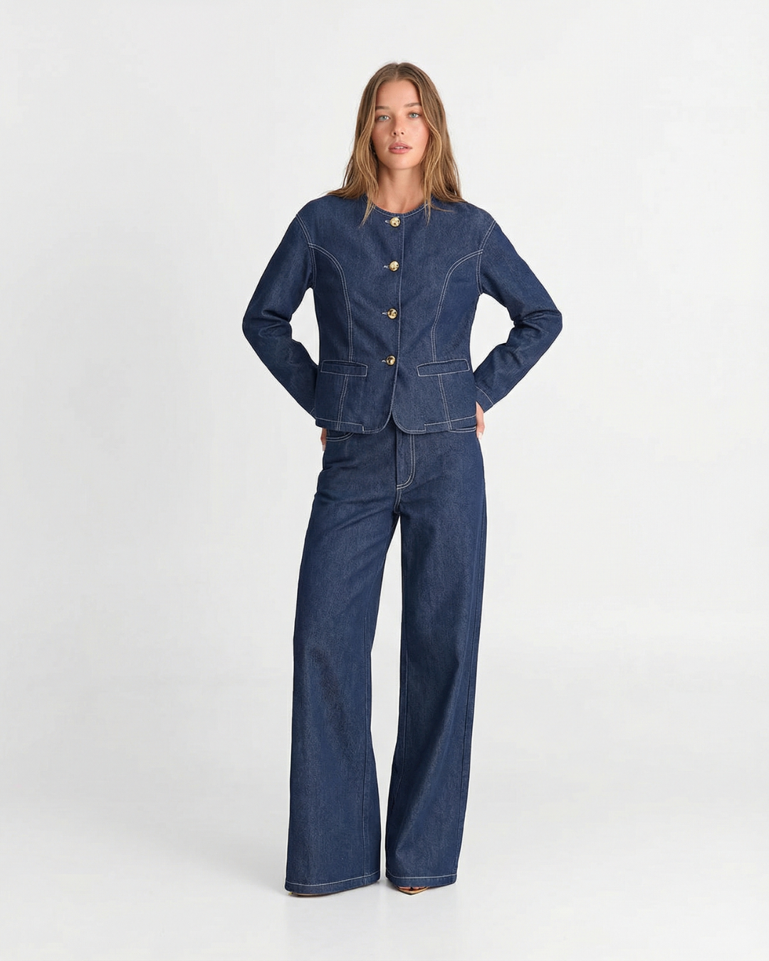 Saskia | Denim Jacket & Wide Leg Jeans Co-ord