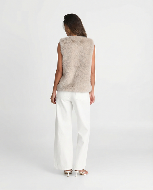 Thea | Faux Fur Vest Cream Sleeveless