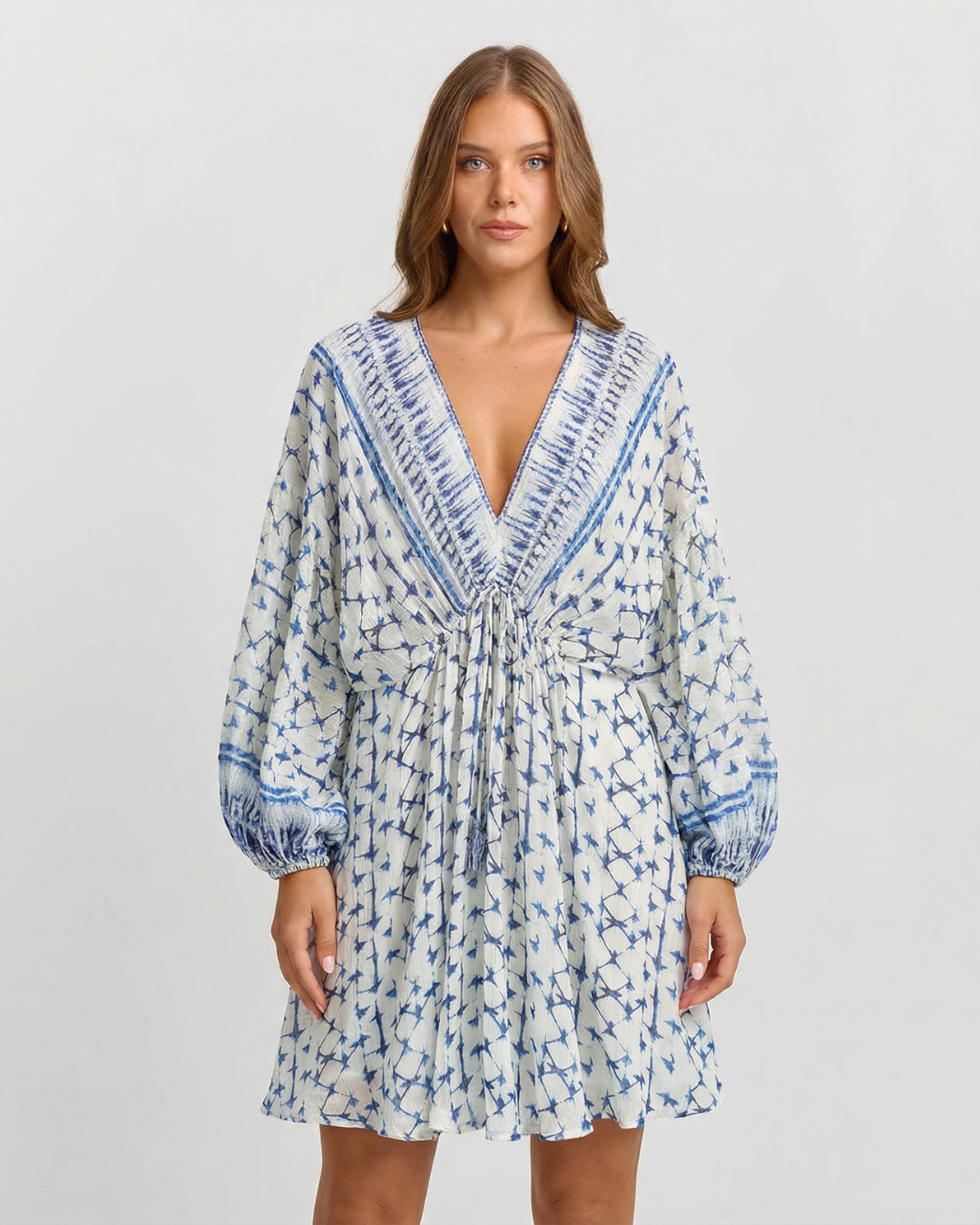 Lyla | Summer Printed Mini Dress Blue