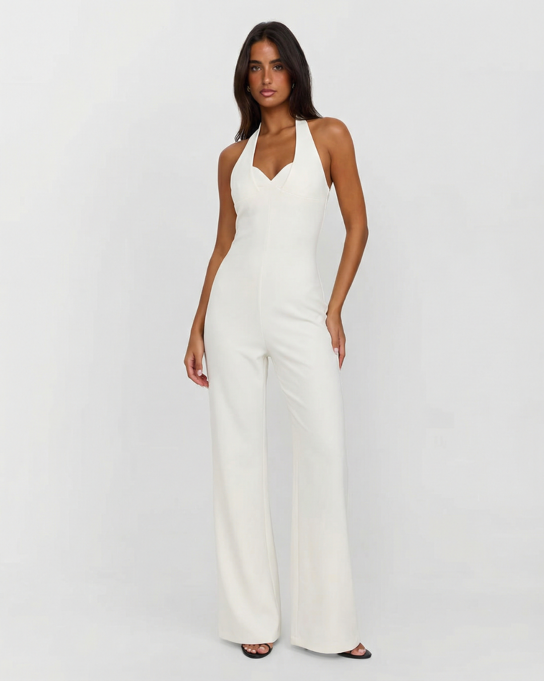 Paloma | Elegant Halter Jumpsuit White Wide Leg