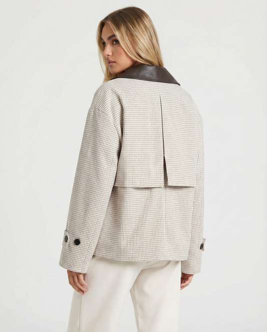 Margot | Smart Casual Plaid Blazer Cream Oversized Collared
