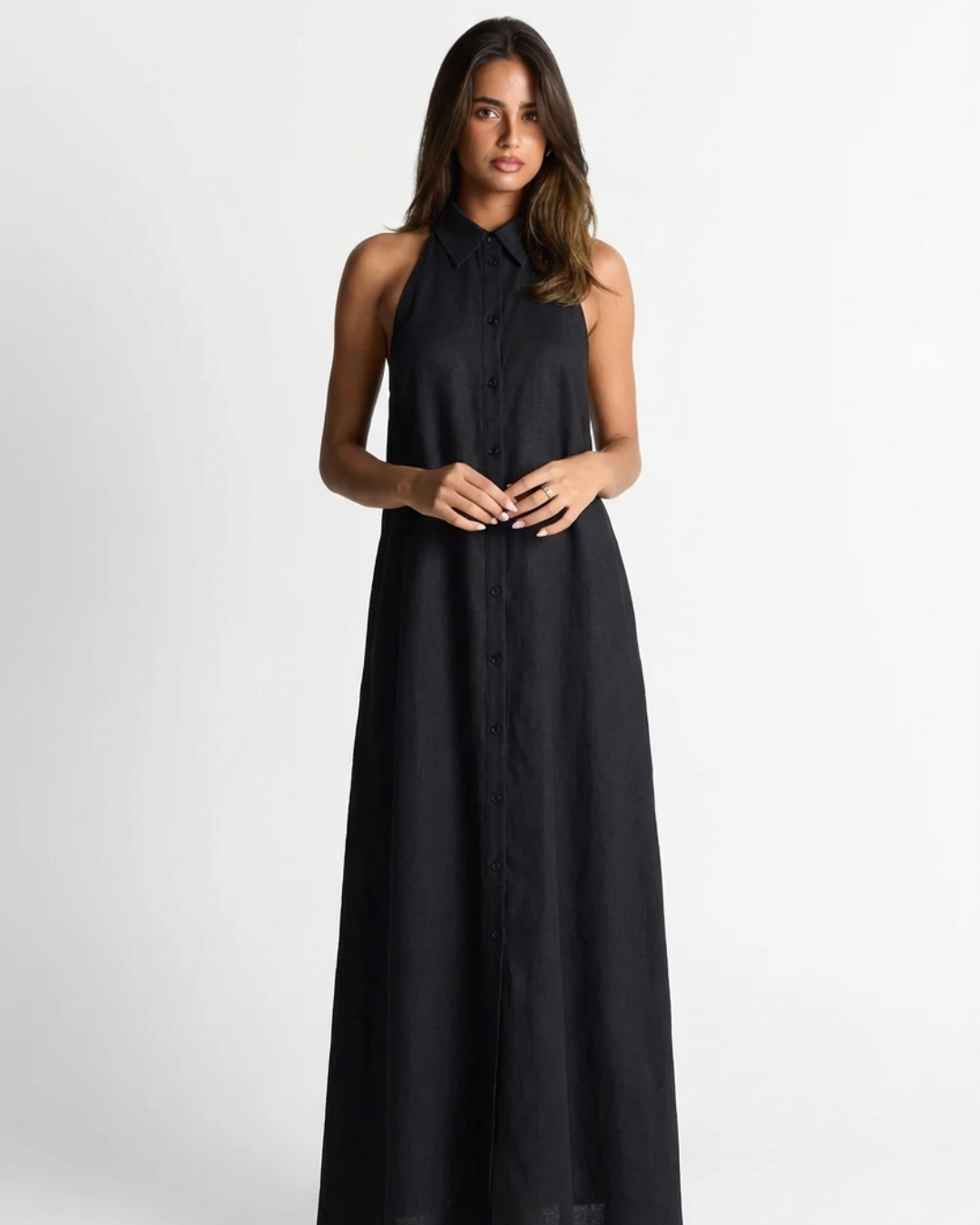 Elise | Summer Halter Neck Maxi Dress Black
