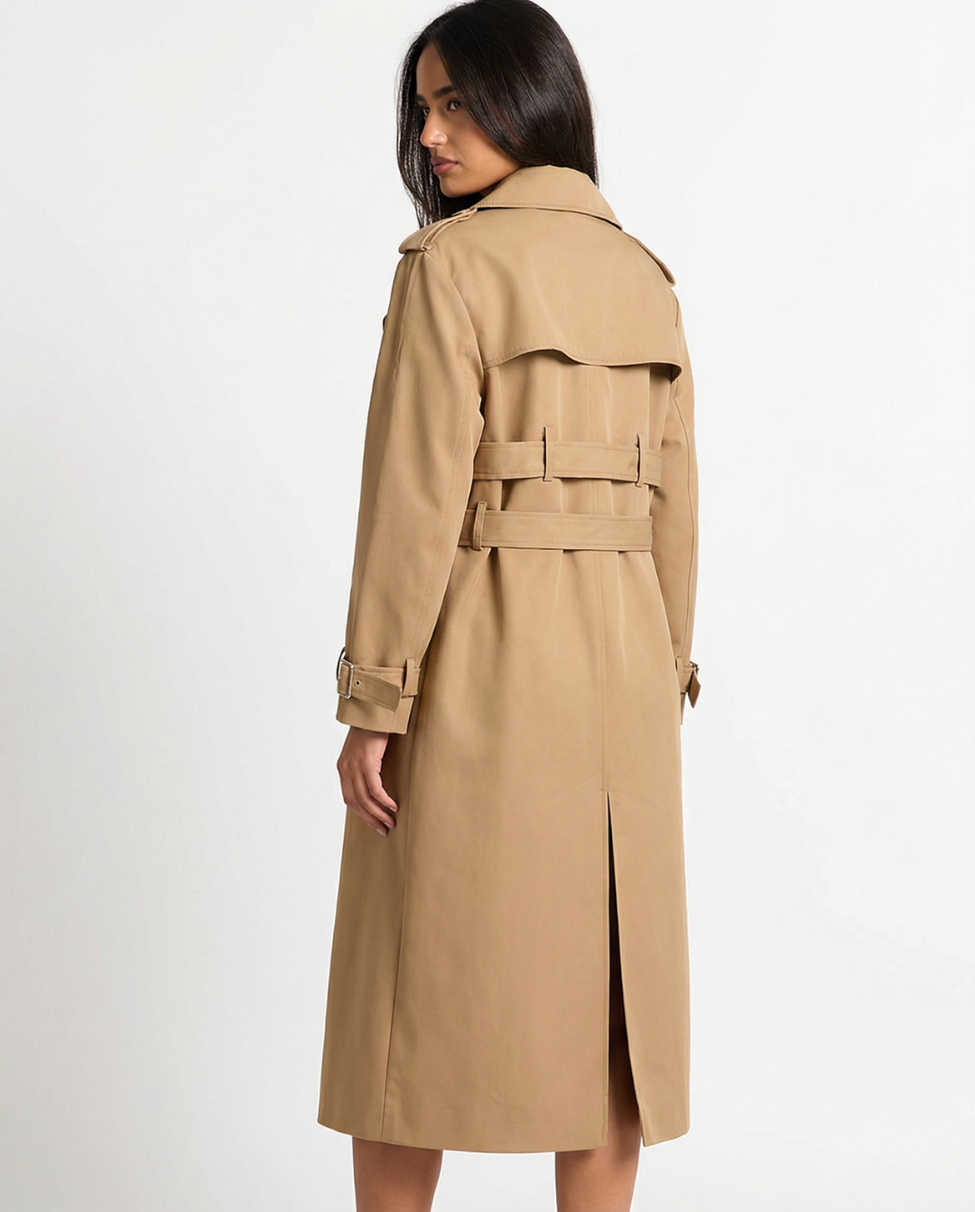 Floria | Double Breasted Trench Coat Beige Long Sleeve Belted