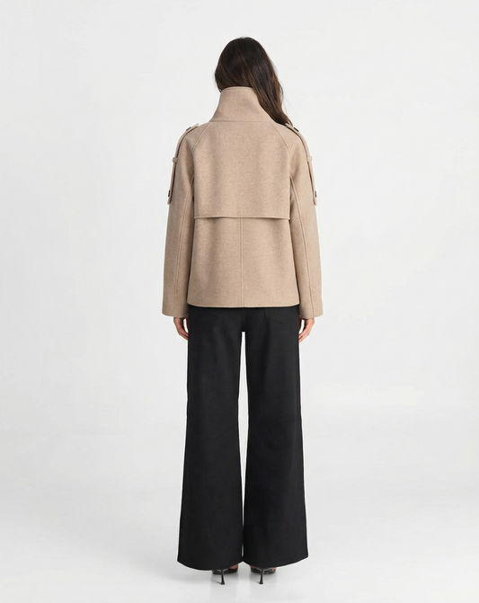 Demi | Double Breasted Blazer Beige Cropped Military