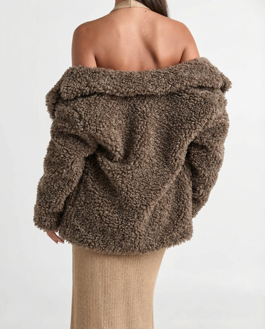 Margot | Oversized Faux Fur Coat Brown Textured