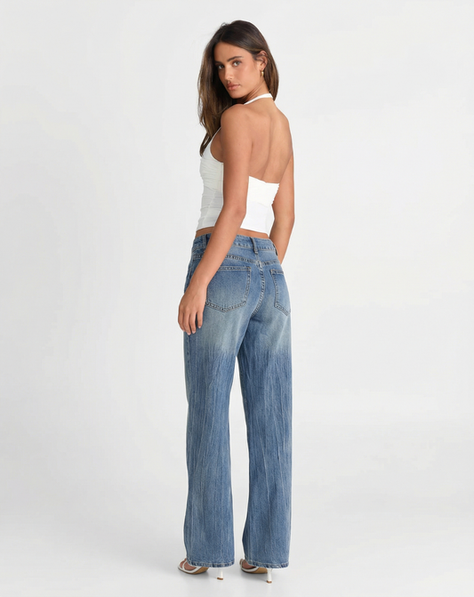 Lexi | High Waisted Wide Leg Jeans Light Wash Vintage Faded