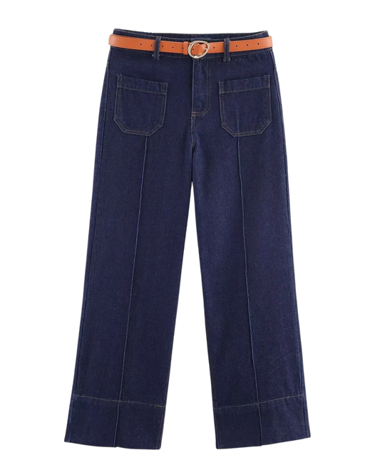 Thea | Wide Leg Jeans Dark Blue High Waisted Utility Pocket