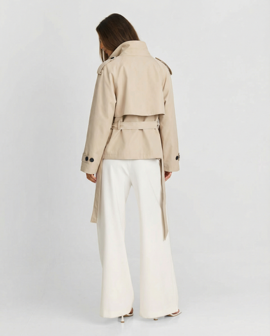 Romy | Smart Casual Belted Trench Jacket Cream Long