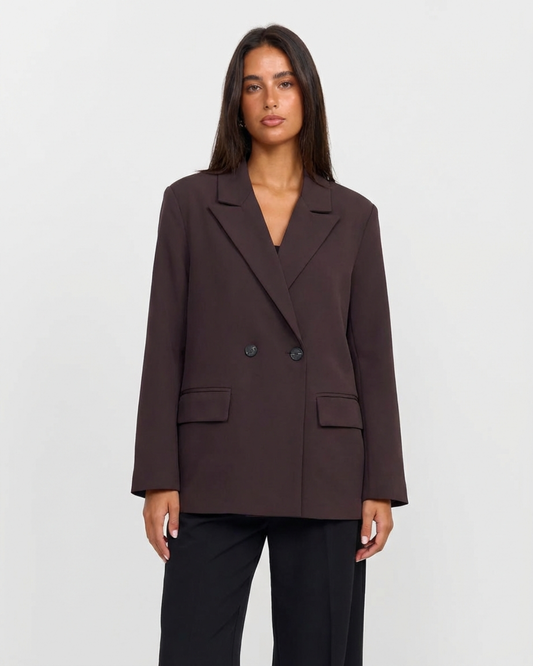 Vera | Oversized Double Breasted Blazer Brown Long Sleeve