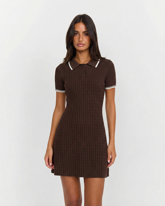 Kira | Smart Casual Knitted Mini Dress Brown