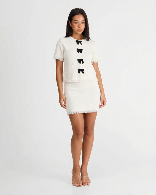 Matilda | Bouclé Knit Bow Co-ord Set
