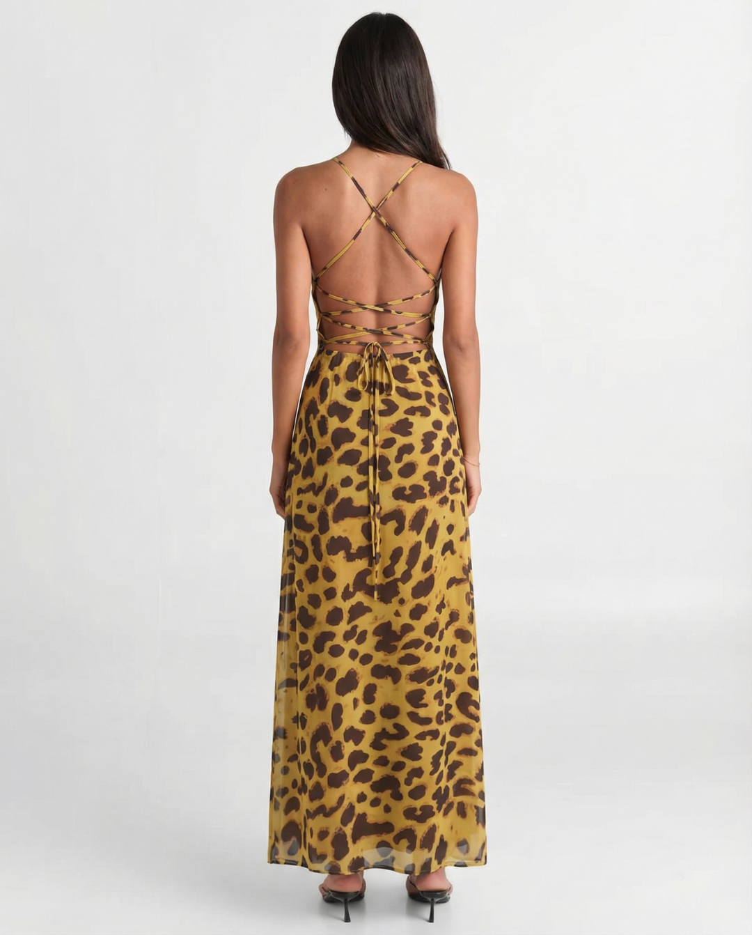 Mia | Casual Leopard Print Maxi Dress Brown