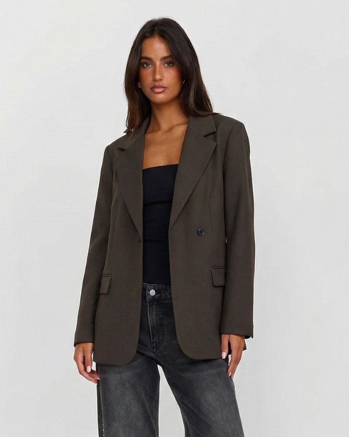 Margot | Oversized Tailored Blazer Brown Single Breasted