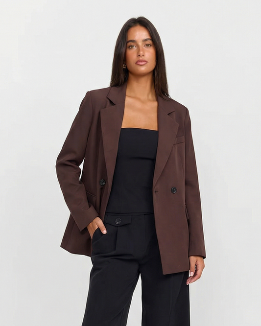Margot | Oversized Double Breasted Blazer Brown Long Sleeve
