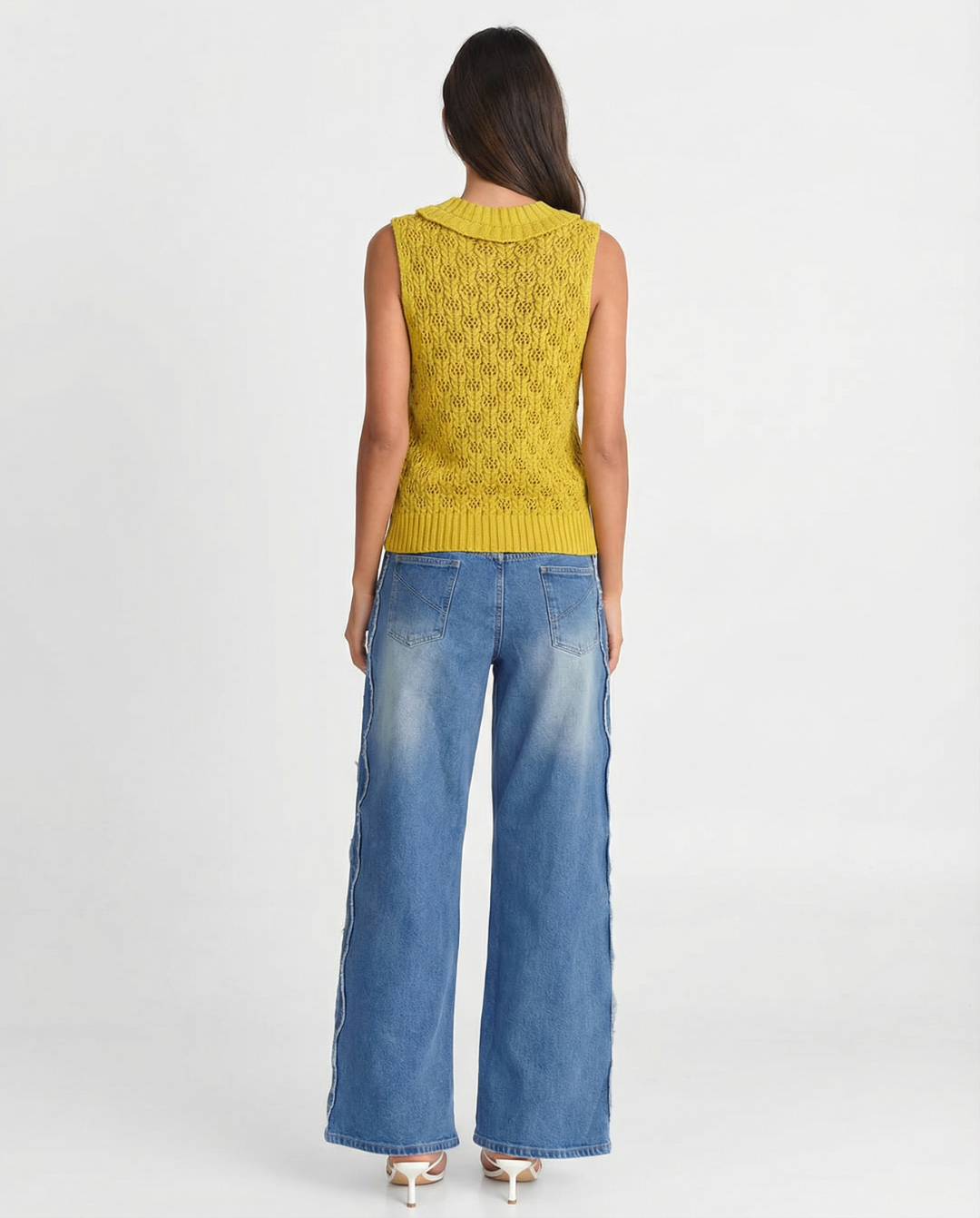 Margot | Ribbed Knit Cardigan Yellow V Neck Button Front