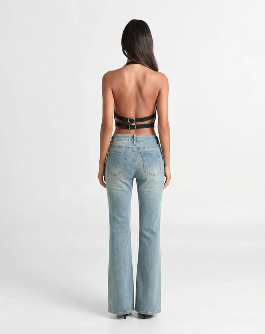 Margot | High Waisted Flared Jeans Light Blue Faded