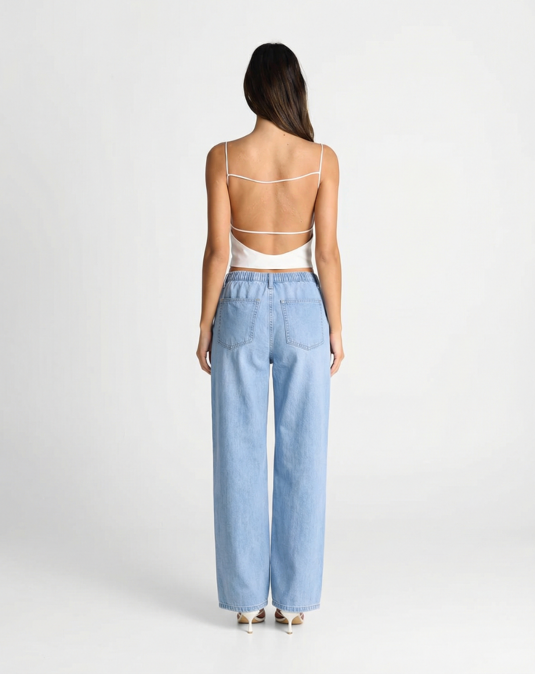 Stella | Wide Leg Jeans Light Blue High Waisted Drawstring