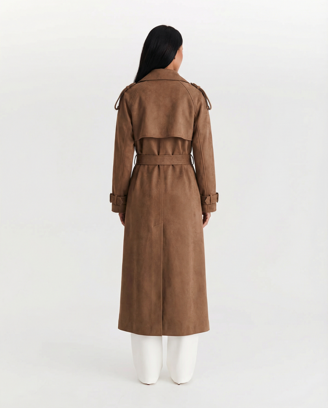 Paloma | Elegant Longline Trench Coat Brown Double Breasted