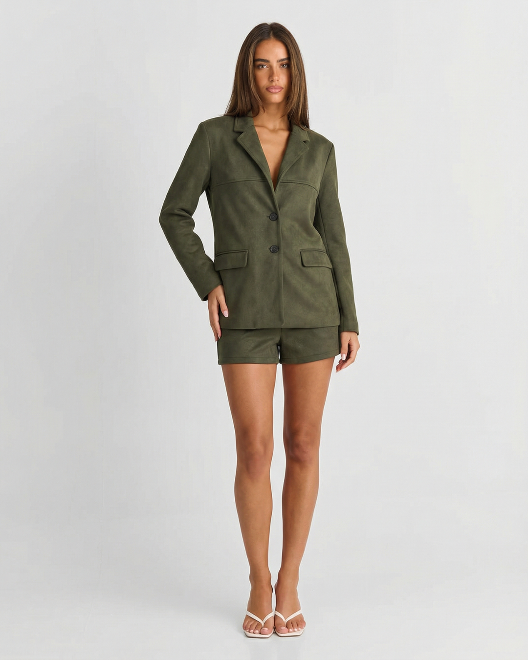Sienna | Khaki Suede Blazer Co-ord Set